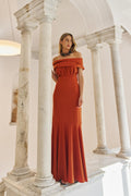 Vestido Largo Giala Terracota – Vista principal – Made in Spain por Dew & Corch