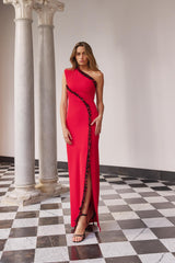 Vestido Largo Vexar Red & Black – Vista principal – Made in Spain por Dew & Corch
