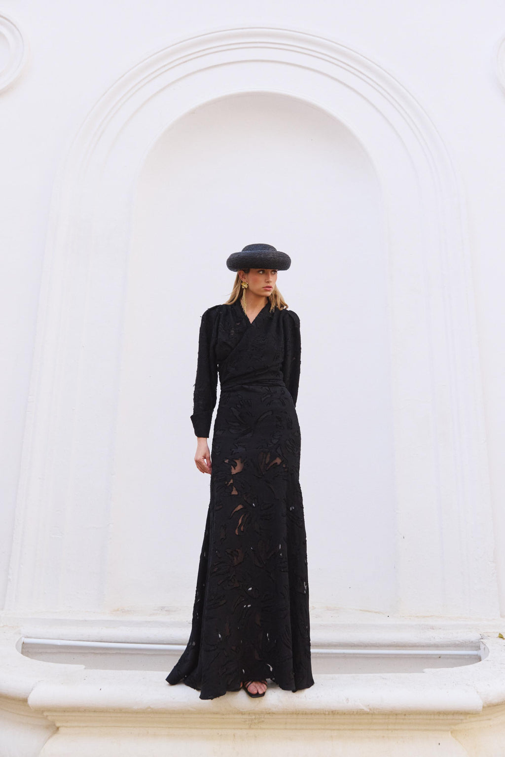 Falda Atria Devoré Black – Vista principal – Made in Spain por Dew & Corch