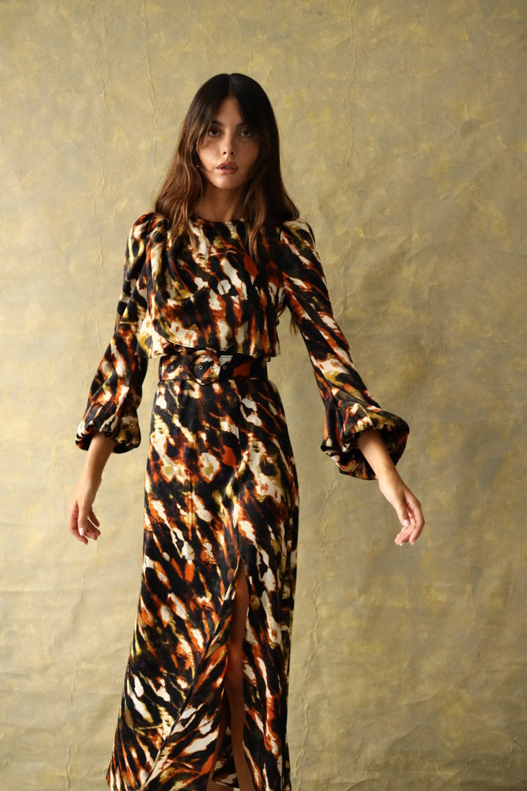 Vestido Midi Shelley Ocre