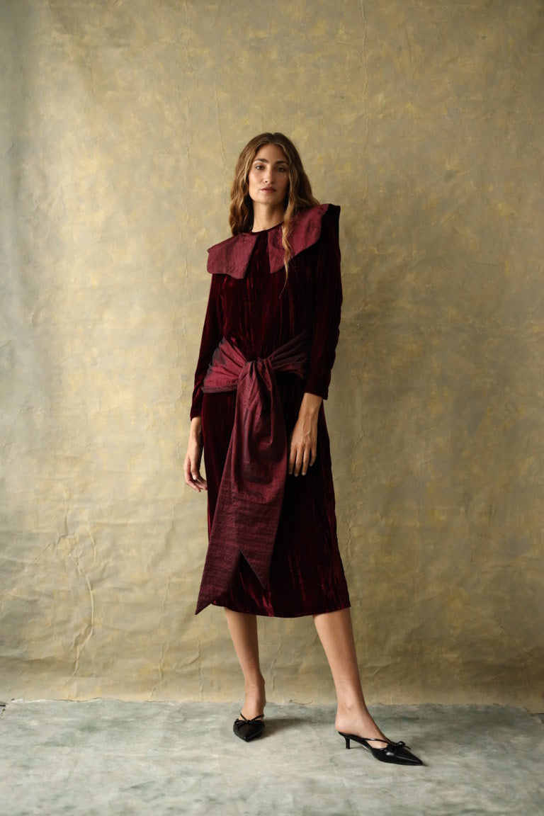 Vestido midi Mitford Bourdeaux