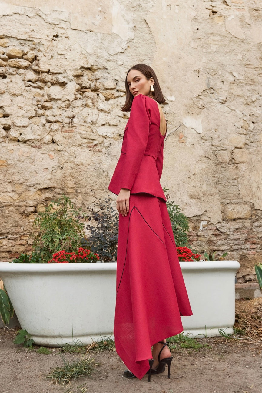 Jupe midi rouge foncé Tribeca
