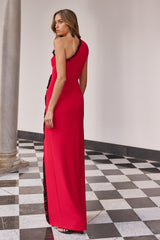 Vestido Largo Vexar Red & Black – Detalle – Slow fashion española