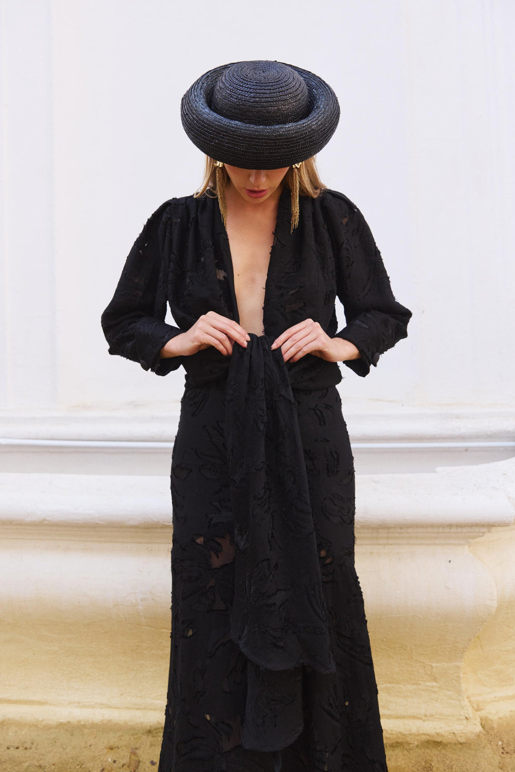 Blusa Nira Devoré Black – Detalle – Slow fashion española