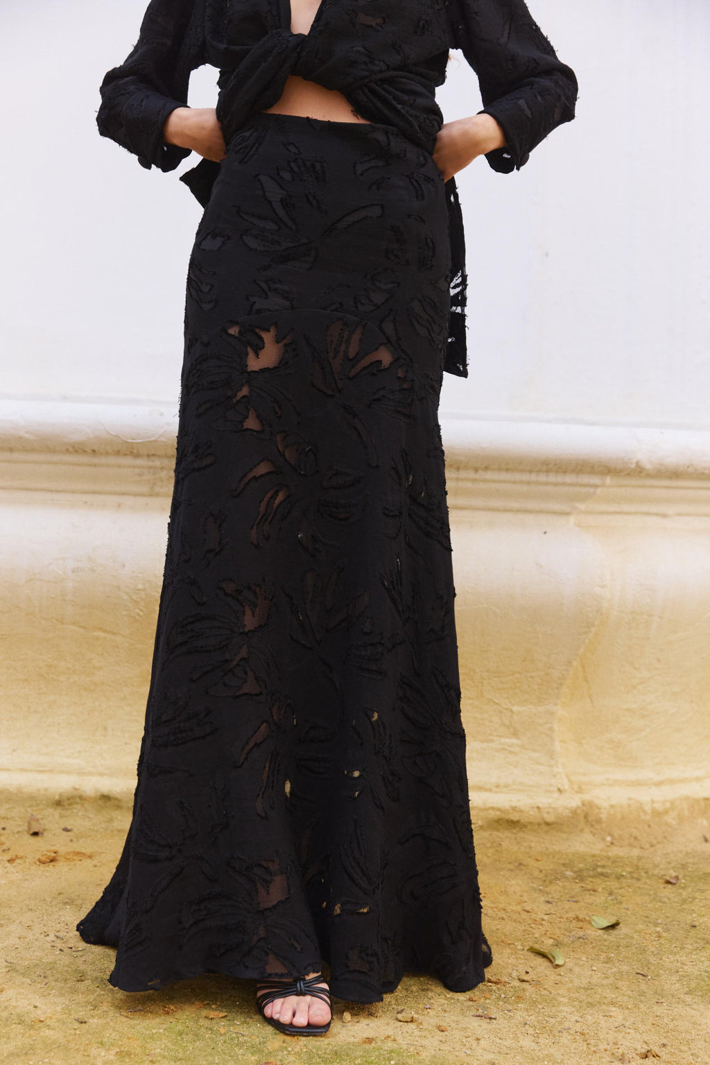 Falda Atria Devoré Black – Detalle – Slow fashion española