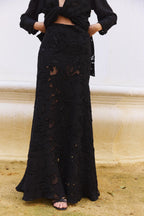 Falda Atria Devoré Black – Detalle – Slow fashion española