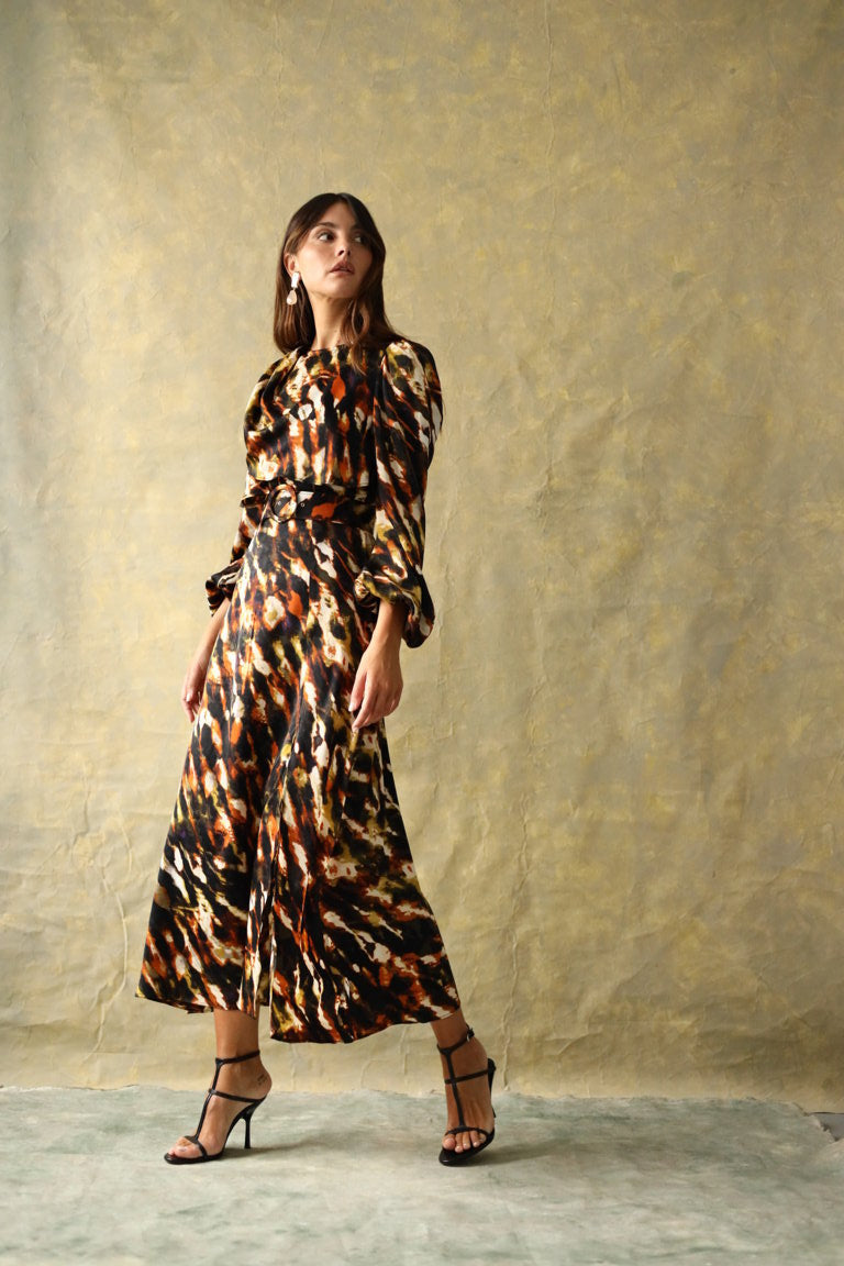 Vestido Midi Shelley Ocre