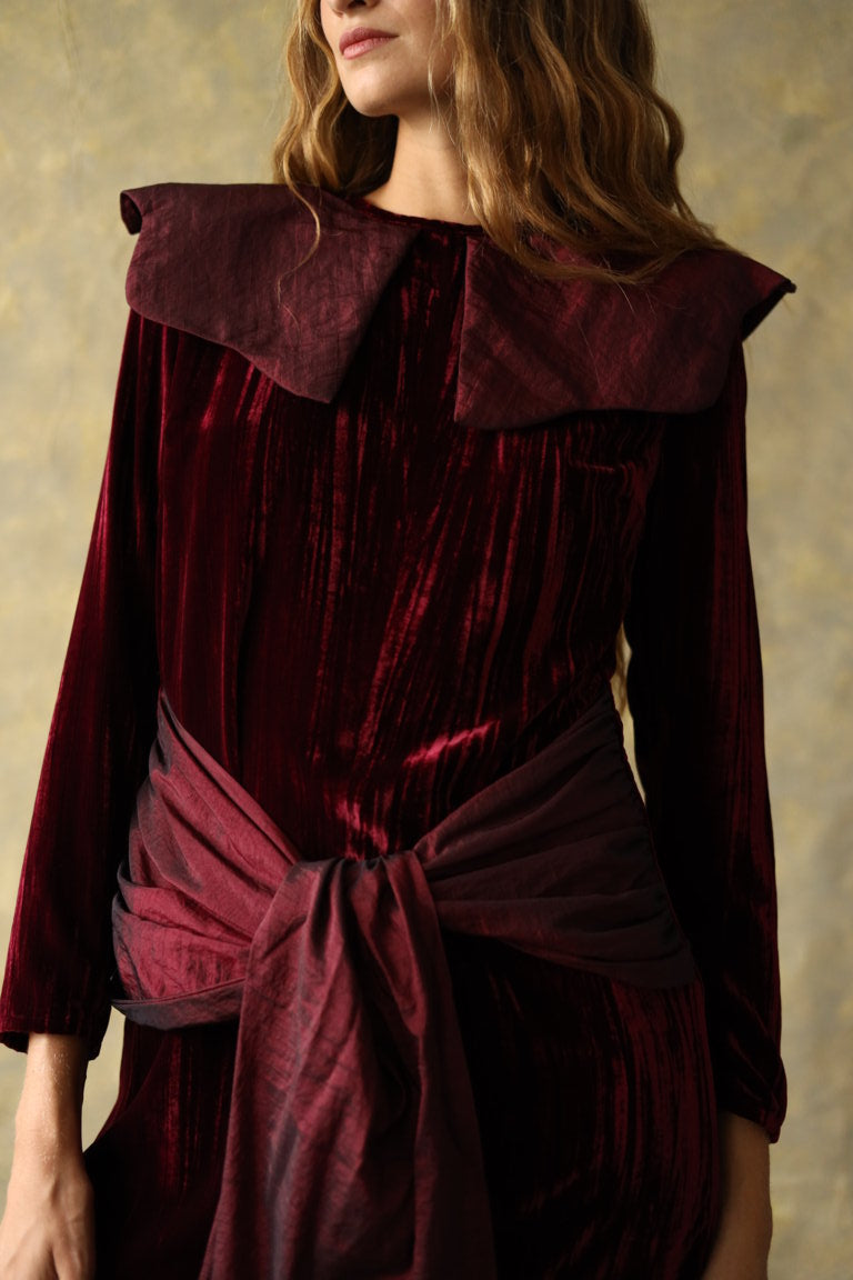 Vestido midi Mitford Bourdeaux