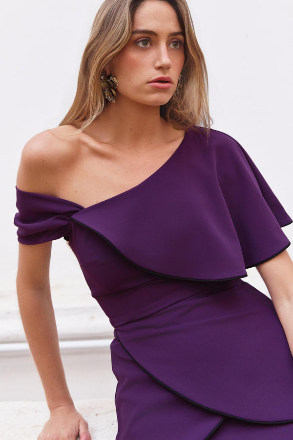 Vestido Midi Zeya Plum – Estilismo – Hecho a mano en Sevilla