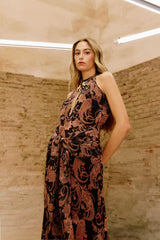 Robe midi en mousseline et cachemire Mansonia