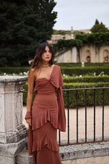 Vestido Makira con chal Tobacco