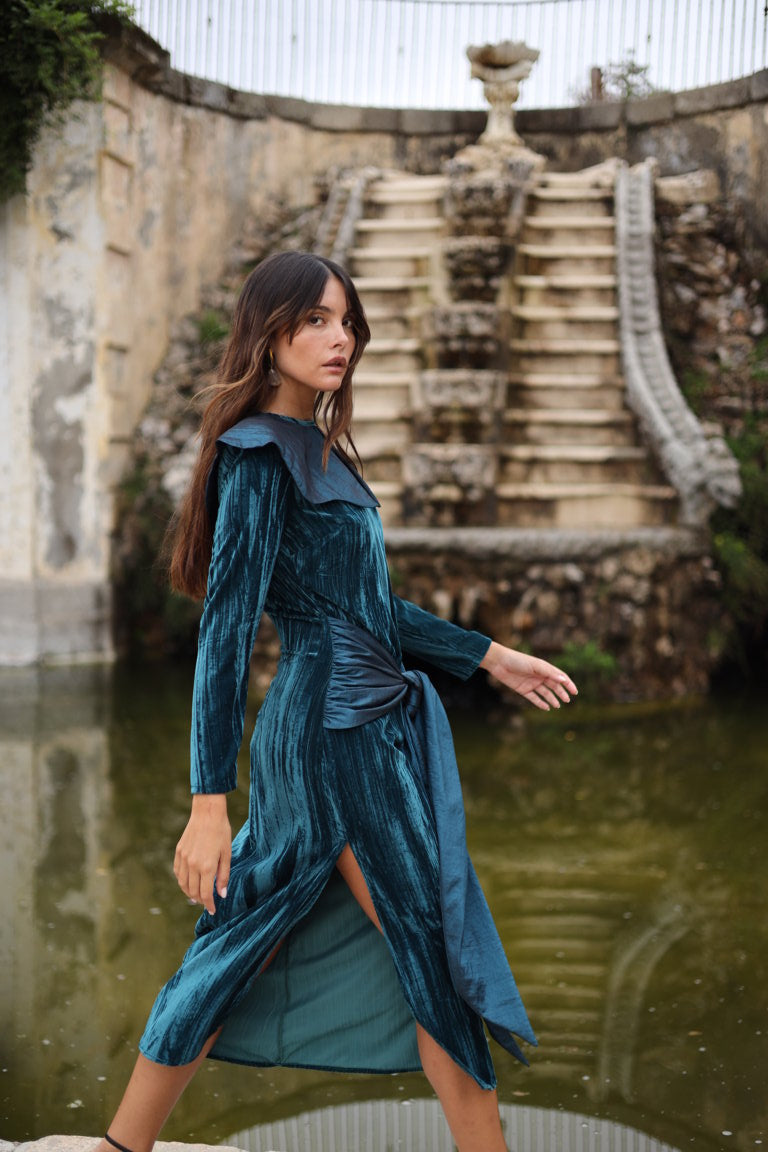Vestido Midi Mitford Aqua