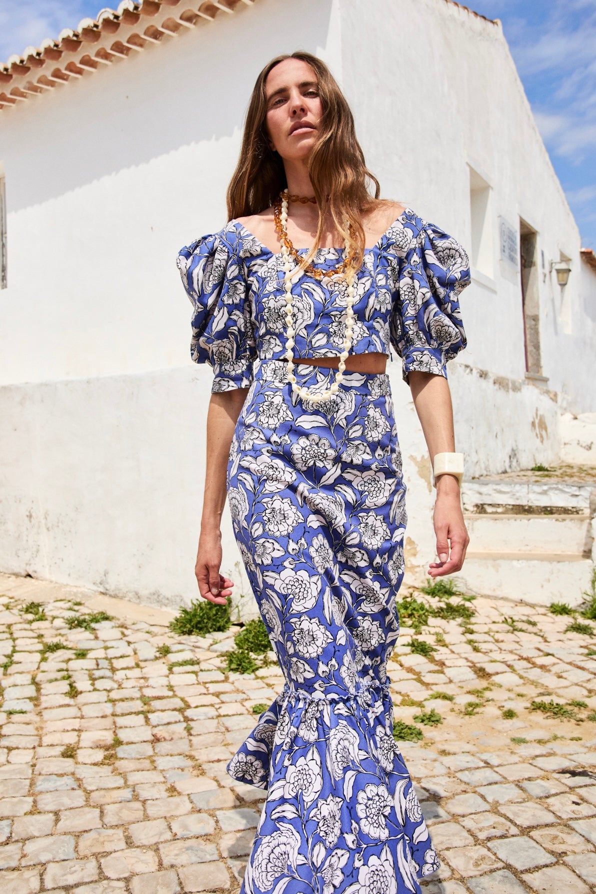 Falda Coupas Flowers Blue