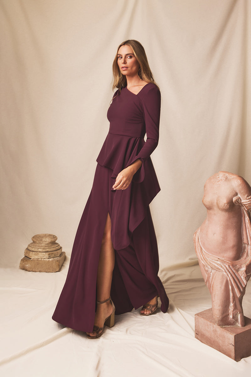 Vestido largo Albor Bordeaux