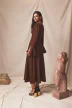 Vestido midi Halo Truffle