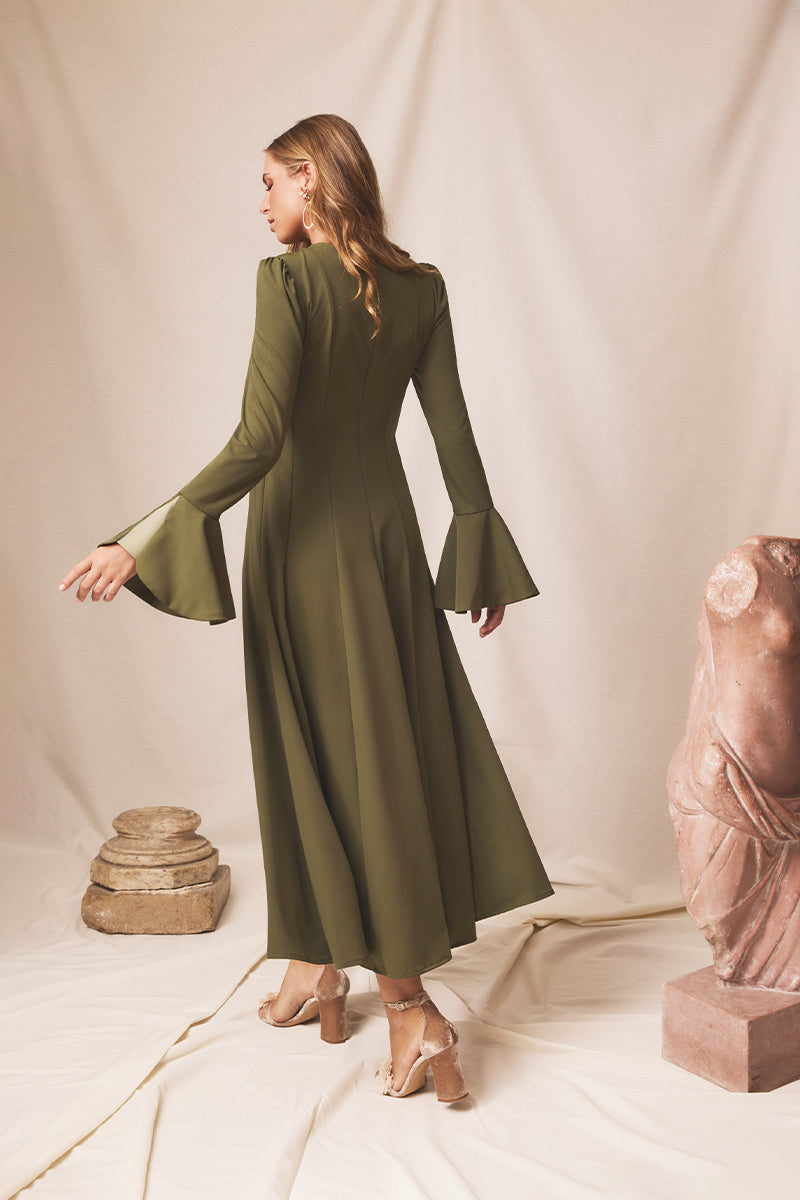 Vestido midi Halo Moss
