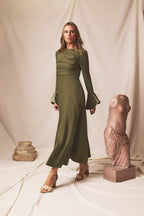 Vestido midi Halo Moss