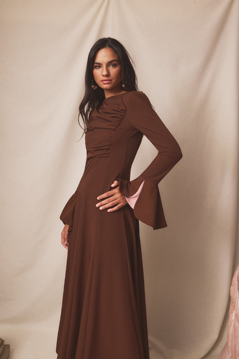 Vestido midi Halo Truffle