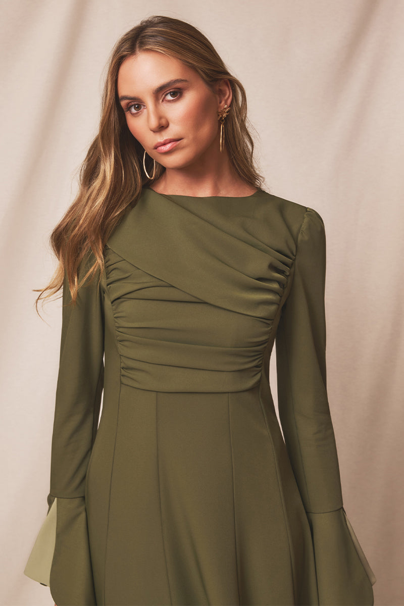 Vestido midi Halo Moss