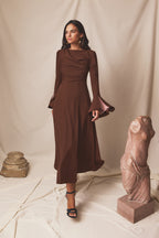 Vestido midi Halo Truffle