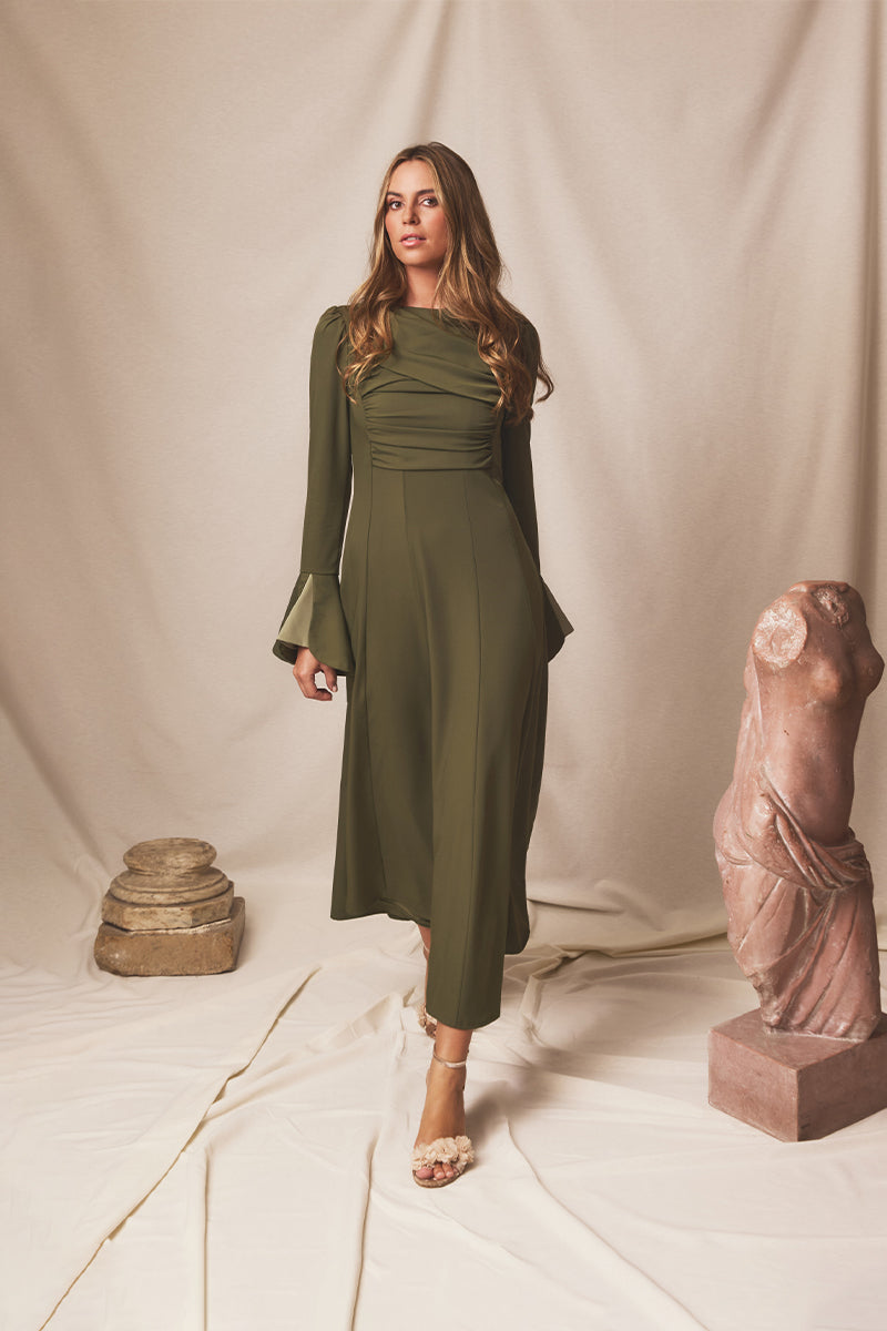 Vestido midi Halo Moss