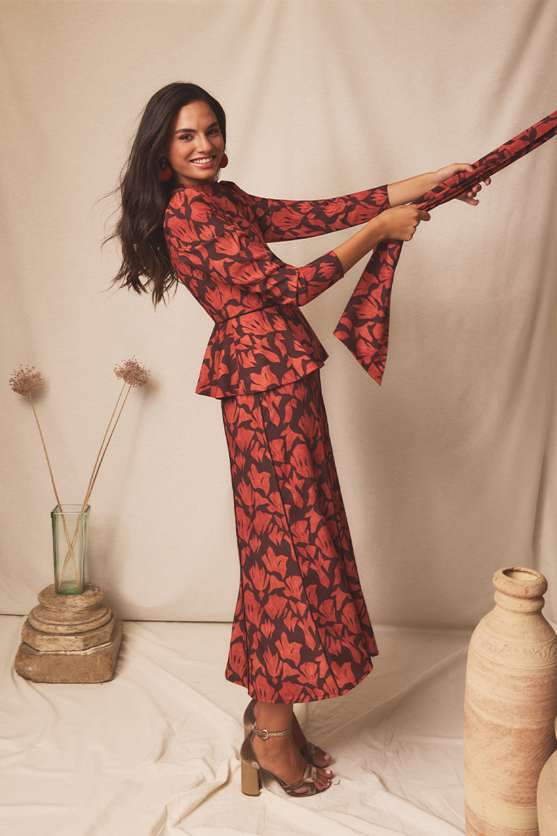Vestido midi Lumia Terracotta