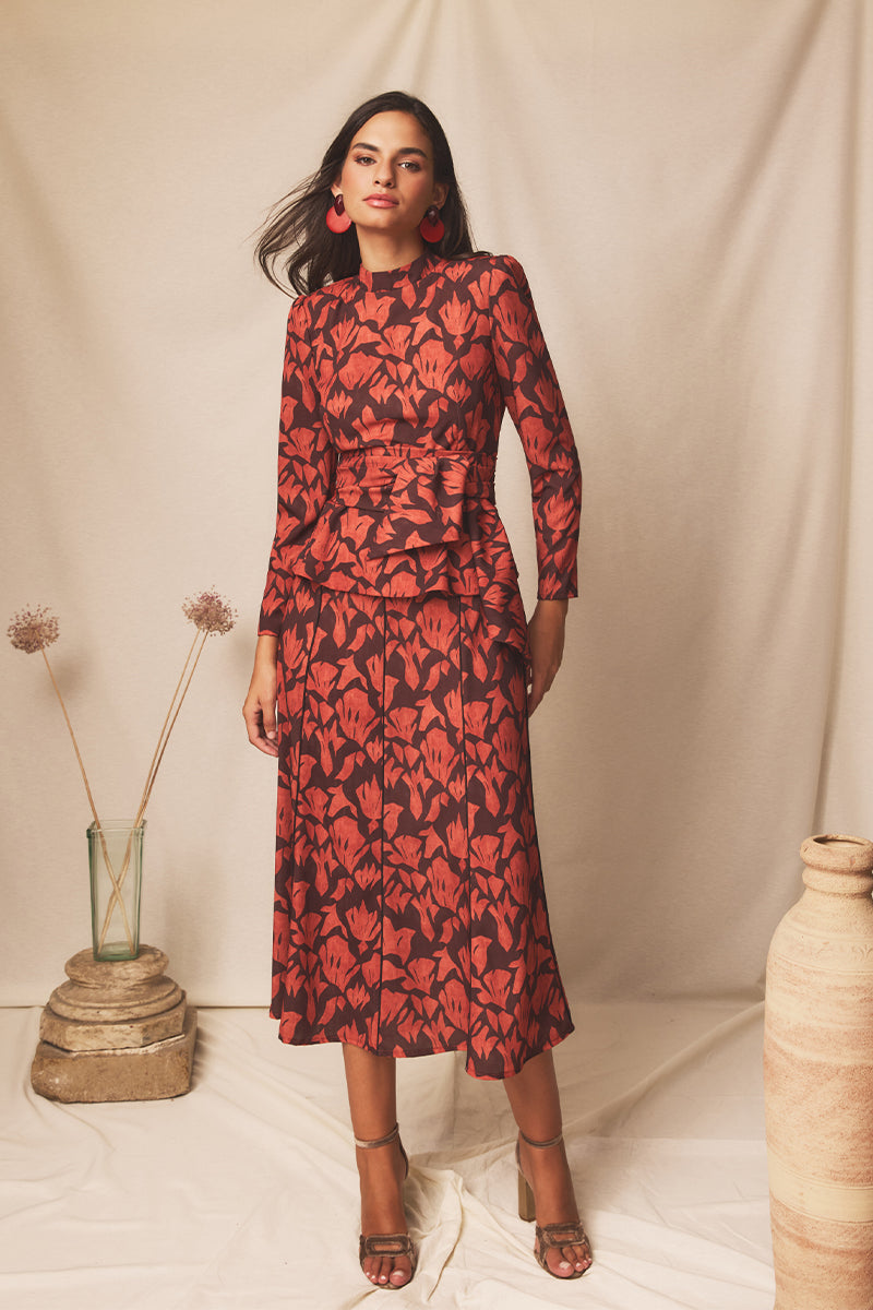 Vestido midi Lumia Terracotta