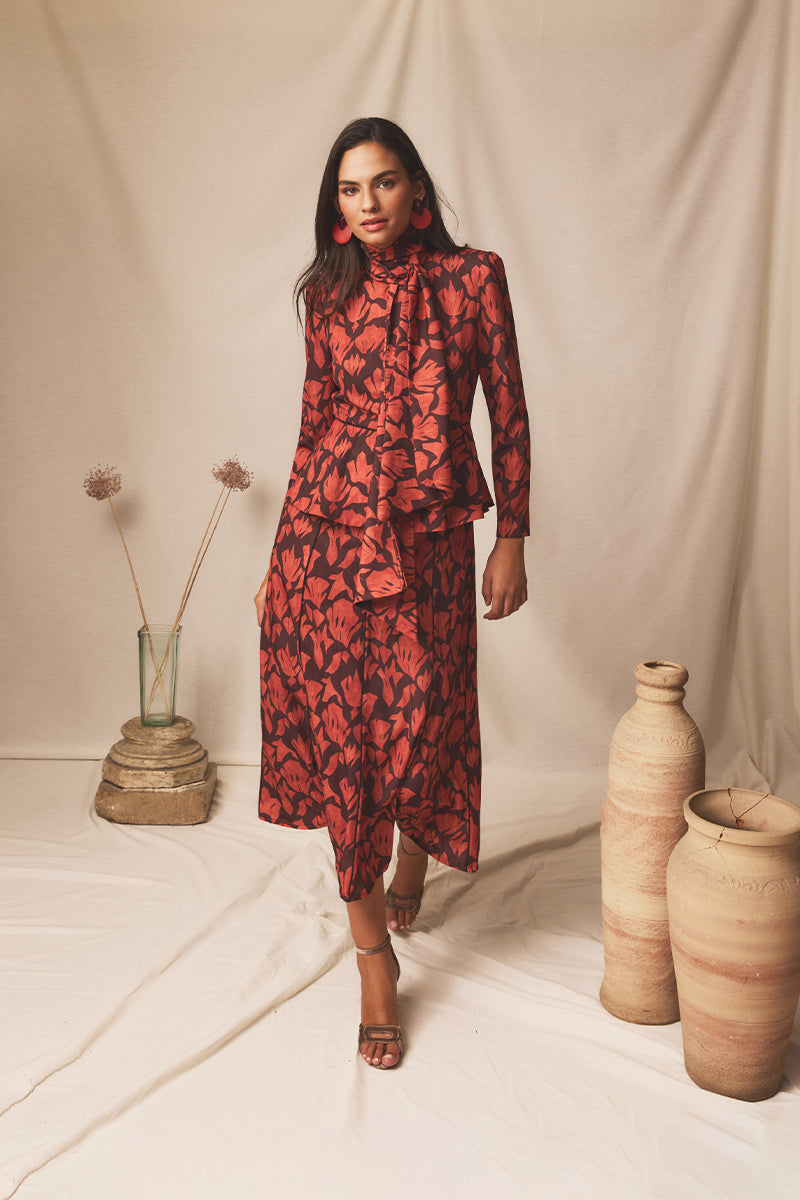 Vestido midi Lumia Terracotta