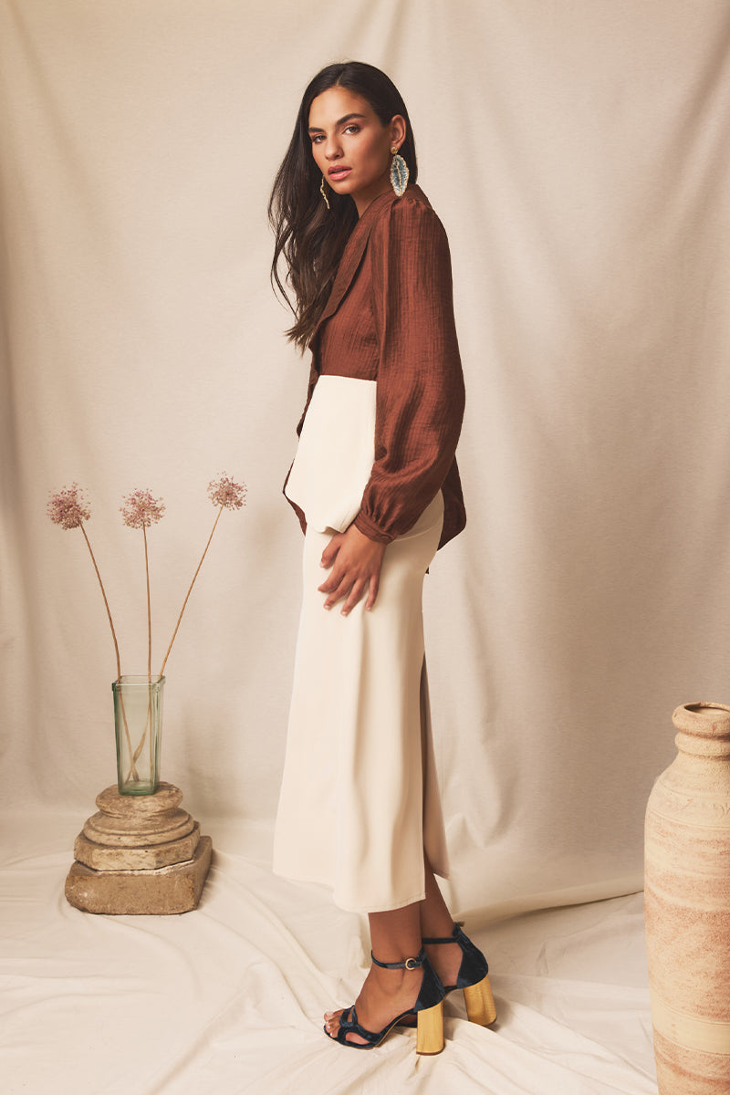 Vestido midi Vaira Ivory