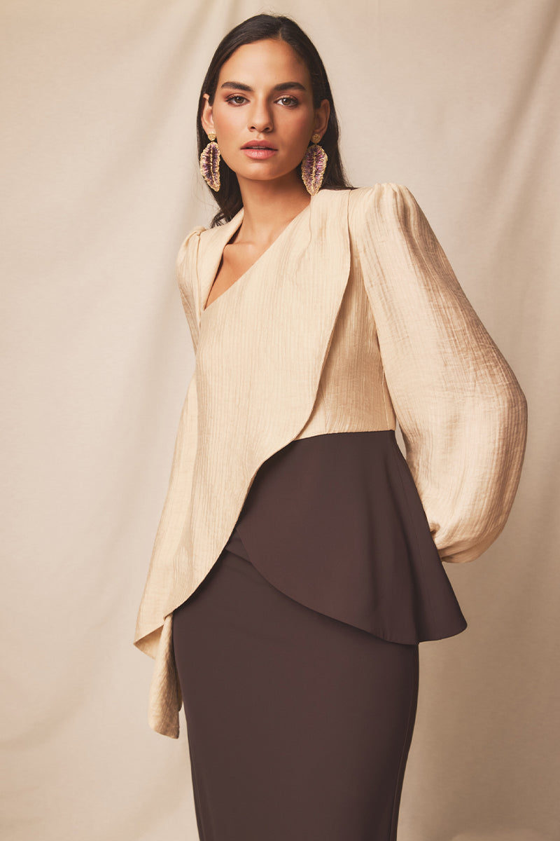 Vestido midi Vaira Truffle