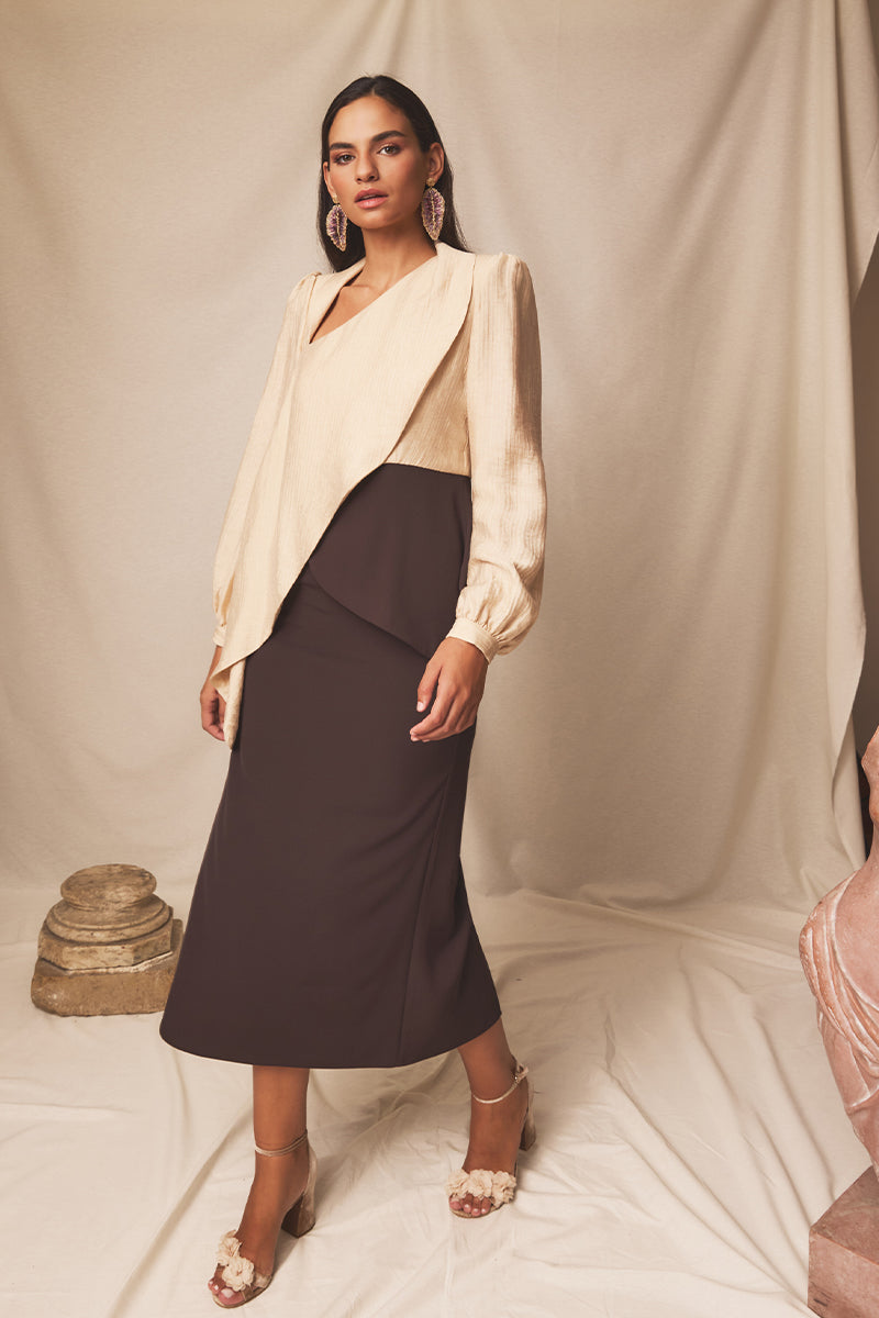 Vestido midi Vaira Truffle