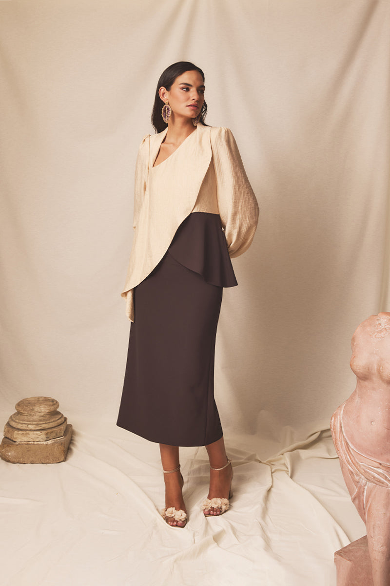 Vestido midi Vaira Truffle