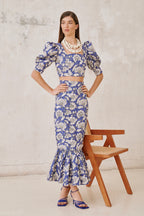 Falda Coupas Flowers Blue