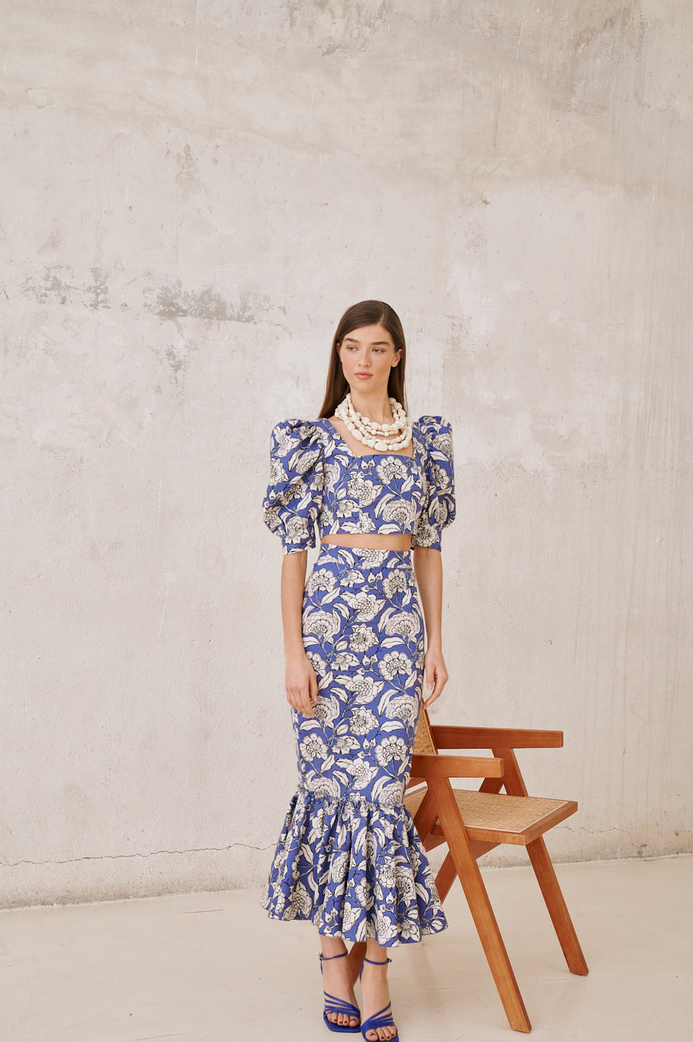 Falda Coupas Flowers Blue
