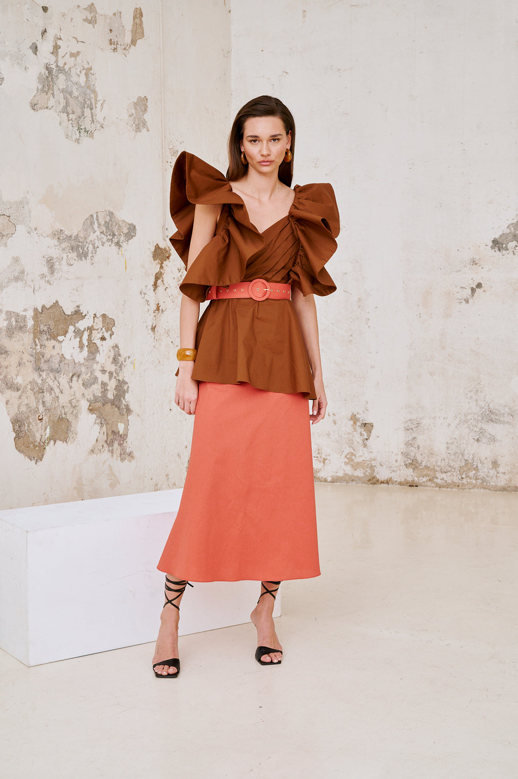 Falda Mencía Dark Peach (incluye cinturón)