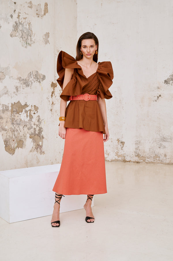 Falda Mencía Dark Peach (incluye cinturón)