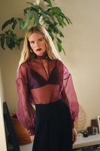 Blusa Ábaco Organza Bourdeaux
