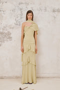 Vestido Makira con chal Lime