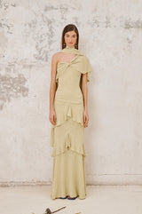 Vestido Makira con chal Lime