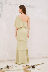Vestido Makira con chal Lime