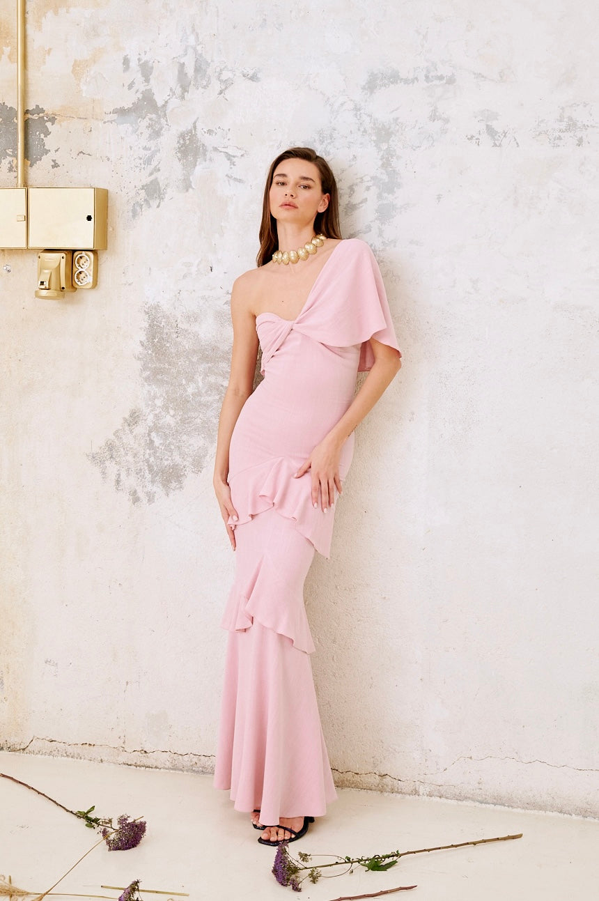 Vestido Makira con chal Rose