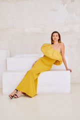 Vestido longo Godello ocre
