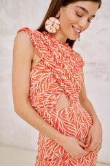 Vestido Midi Clareo Coral