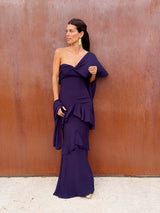 Vestido Makira con chal Berenjena
