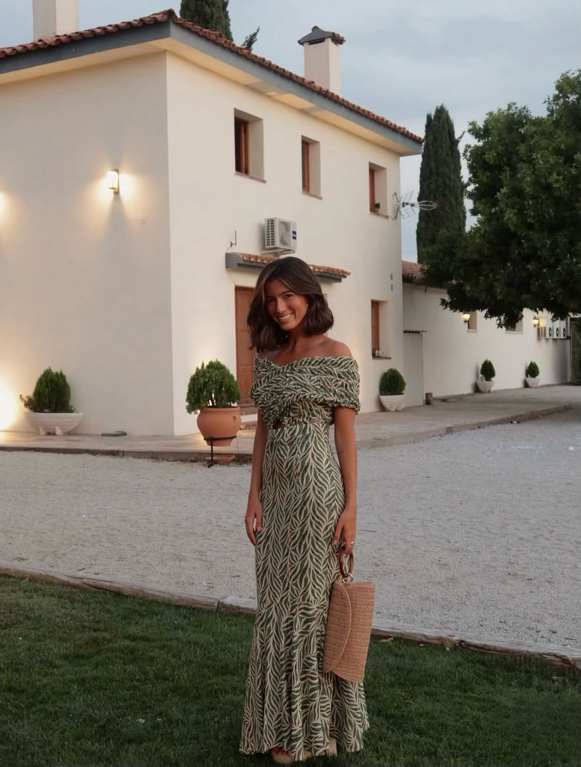 Robe midi vert olive clair
