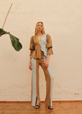 Pantalon camel folk bicolore