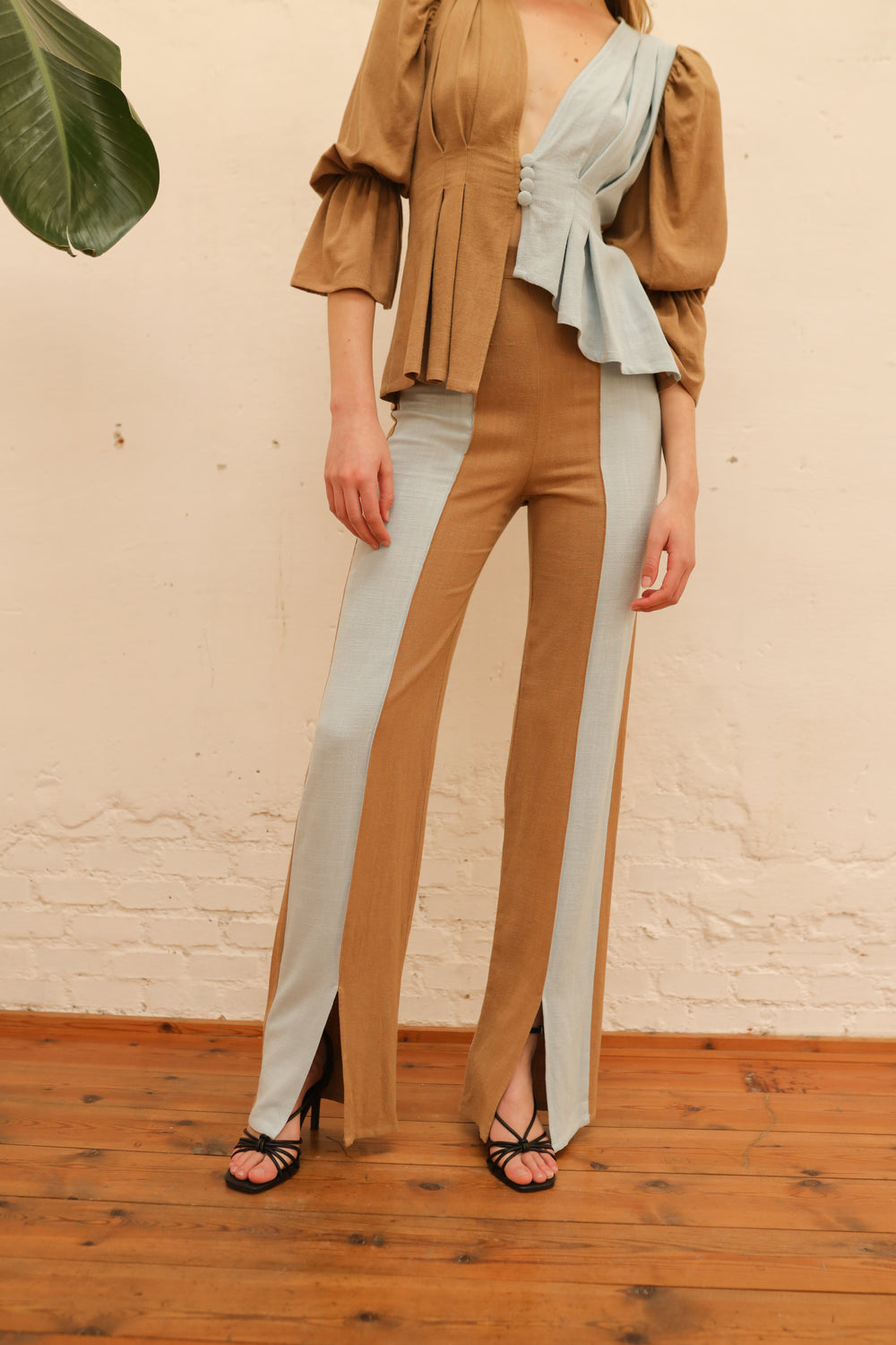 Pantalón Bicolor Folk Camel