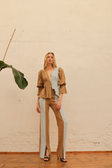 Blusa Bicolor Indie Camel