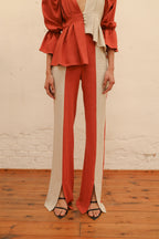 Pantalon folk bicolore à carreaux