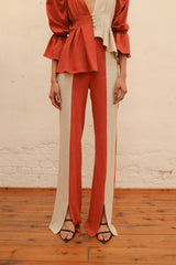 Pantalón Bicolor Folk Teja
